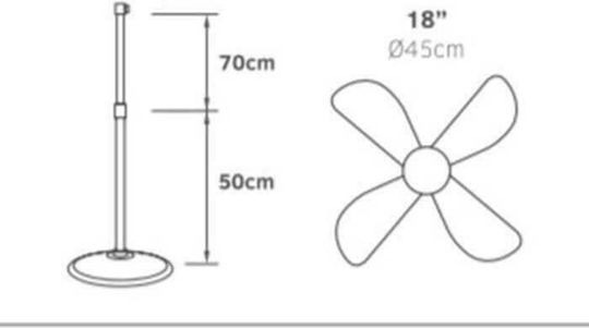 Lineme Ανεμιστήρας Ορθοστάτης 60W Διαμέτρου 45cm Ασημί