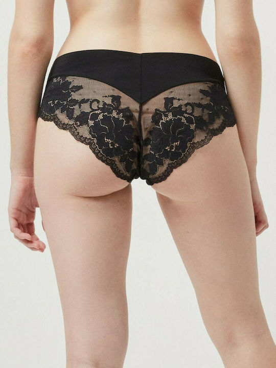 Gisela Damen Slip mit Spitze Schwarz