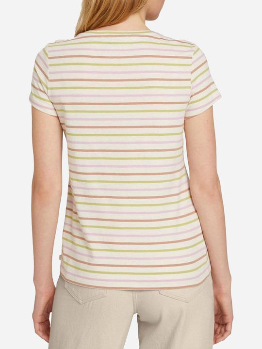 Tom Tailor Women's T-shirt Striped Beige