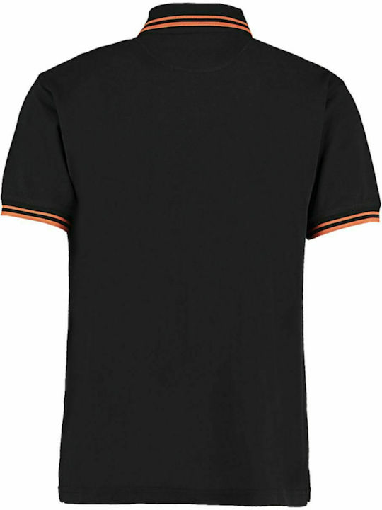 Kustom Kit Tipped Collar KK409 Herren-T-Shirt Schwarz / Orange Kustom Kit Tipped Collar KK409 Herren-T-Shirt Schwarz / Orange