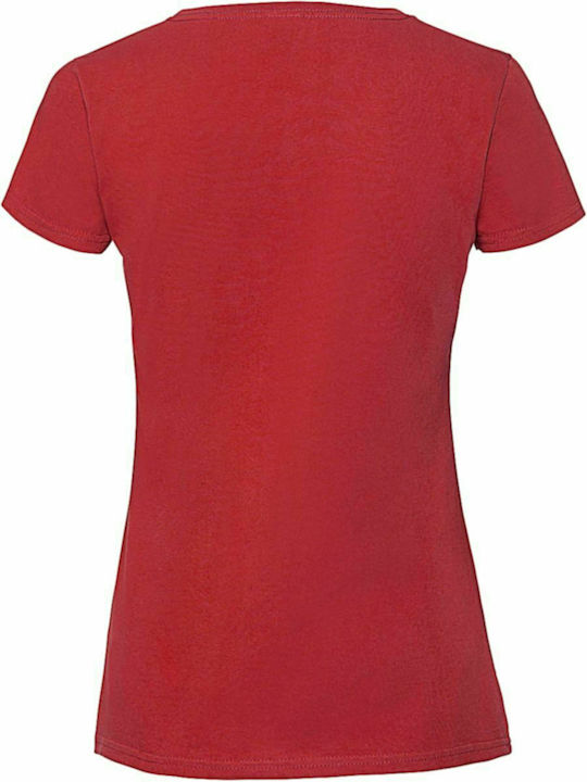 Fruit of the Loom Ladies Ringspun Premium T Women's Short Sleeve Promotional Blouse Red