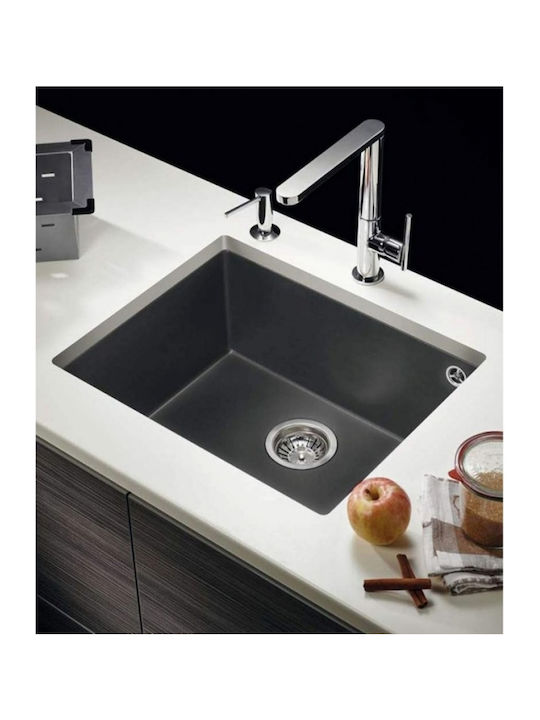 Pyramis Tetragon 1B 070068411 Undermount Sink Synthetic Granite W70xD40cm Carbon