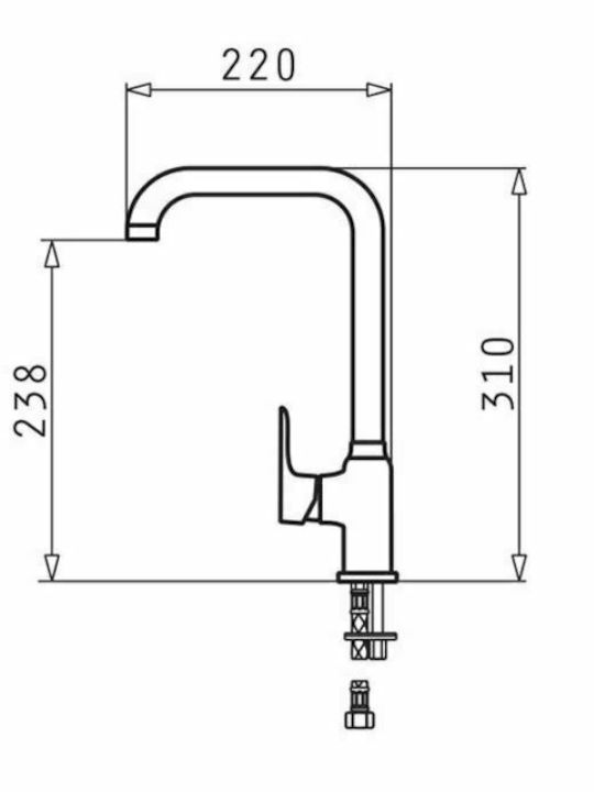 Pyramis Silvio Kitchen Faucet Counter Chrome