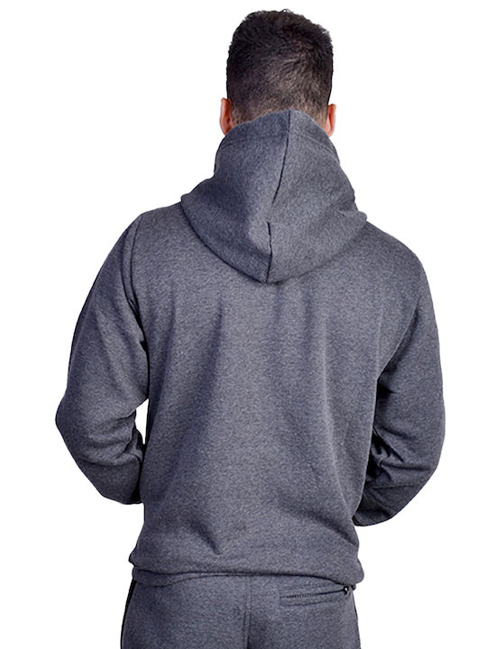 Paco & Co 95352 Men's Sweatshirt Jacket with Hood and Pockets Gray