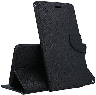 Fancy Synthetic Leather Wallet Black (Huawei P40 Lite)