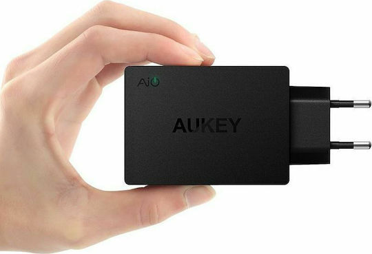 Aukey Φορτιστής Χωρίς Καλώδιο με 4 Θύρες USB-A 40W Μαύρος (PA-U36)