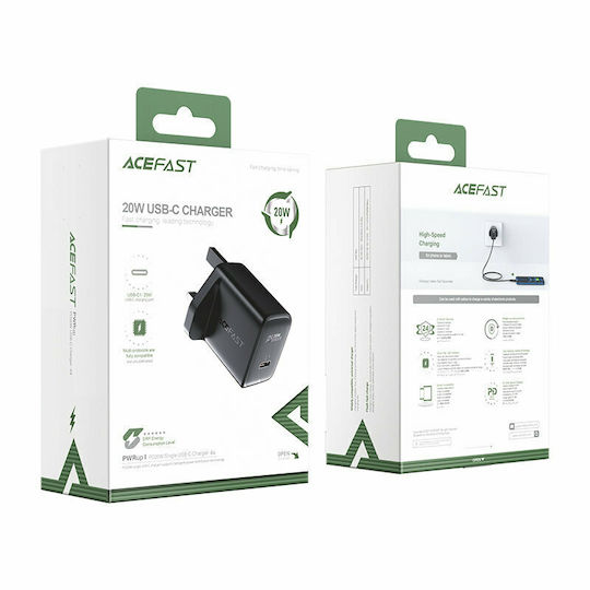 Acefast Φορτιστής Χωρίς Καλώδιο με Θύρα USB-C 20W Power Delivery / Quick Charge 3.0 Μαύρος (A4 UK)