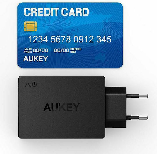 Aukey Φορτιστής Χωρίς Καλώδιο με 4 Θύρες USB-A 40W Μαύρος (PA-U36)