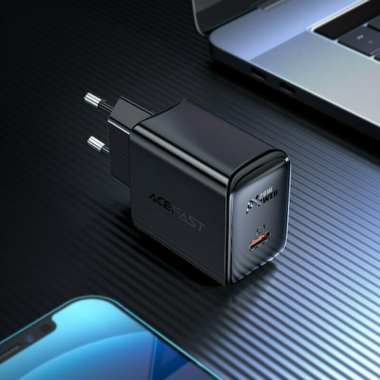 Acefast Φορτιστής Χωρίς Καλώδιο GaN με Θύρα USB-C 20W Power Delivery Μαύρος (Acefast A1)