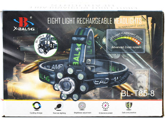 X-Balog Επαναφορτιζόμενος Φακός Κεφαλής LED Διπλής Λειτουργίας με Μέγιστη Φωτεινότητα 1600lm