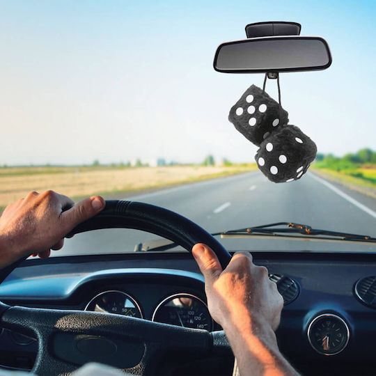 Car+ Fuzzy Dice Διακοσμητικά Ζάρια Αυτοκινήτου 7x7cm 2τμχ Μαύρα