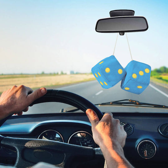 Car+ Jumbo Size Διακοσμητικά Κρεμαστά Ζάρια 9x9cm 2τμχ Μπλε