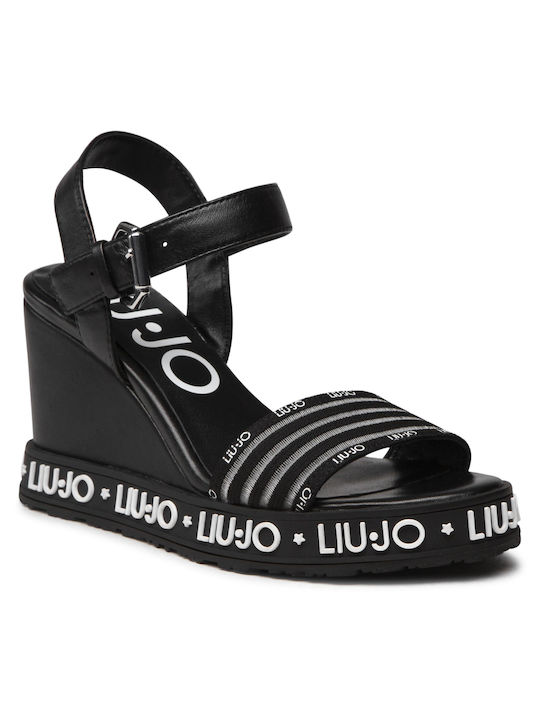 Liu Jo Nicole 01 Women's Leather Ankle Strap Platforms Black