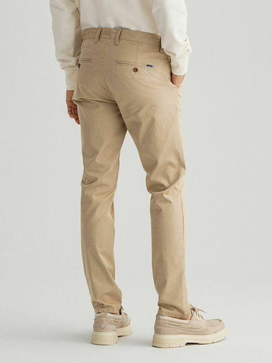 Trousers Chino Elastic in Slim Fit Dark Khaki