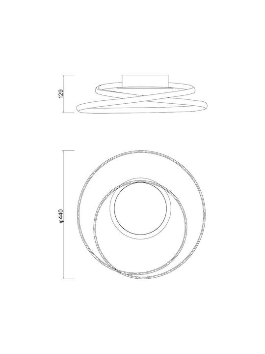 Vivalux Odeon Modern Metallic Ceiling Mount Light with Integrated LED in White color 44pcs