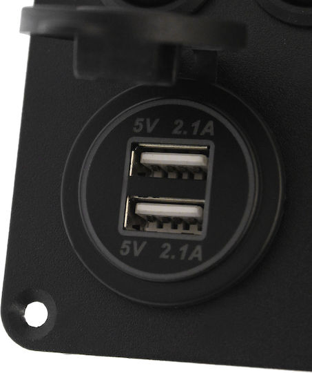 Sail Marine Boat Switch with Panels Multifunctional Control Panel 12V with 2 X Usb Ports/Lighter Voltmeter and 5 Blue Switches