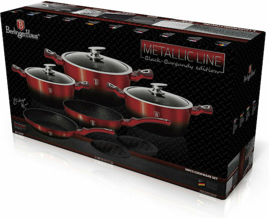 Berlinger Haus Metallic Line Kochgeschirr-Set aus Aluminium Burgundy Collection mit Steinbeschichtung 5 Teile