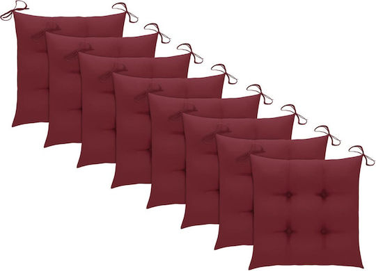 Outdoor Chair Wooden Teak / Bordeaux with Cushion 8pcs 47x60x89cm