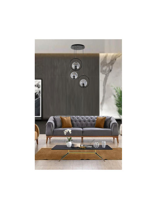 Ring Pendant Light Three-Light for Socket E27 Black