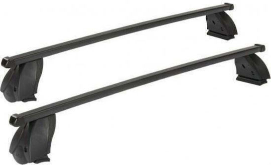Cam Metallic Car Roof Bars 112cm for Fiat Idea 5D Set with Roof Rack Legs Black