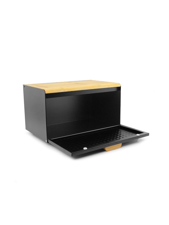 Promis Metallic Bread Box with Lid Black Paolo 36.5x22.2x23.5cm