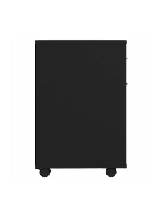 vidaXL Office Cabinet Wooden with Wheels Black 45x38x54cm