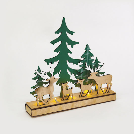 Aca Illuminated Christmas Wooden Figure Reindeer Green Height 30cm Reindeer