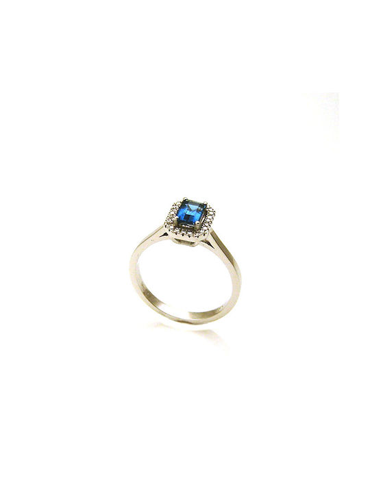 Women's rosette ring DIAMONDJOOLS REM050/12528/02 in 18K white gold with topaz and diamonds