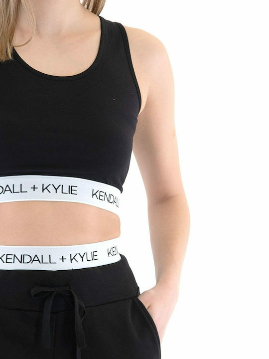 Women's Athletic Crop Top Sleeveless Black