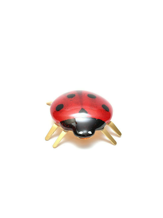 Handmade glass ladybug ''Kallistis'' in metal base 5,5cm -