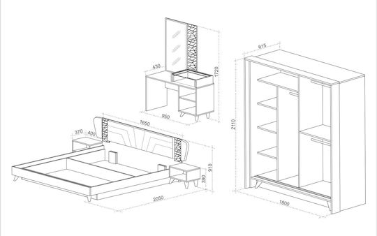 Ego Bedroom Furniture Set 160x200cm 5 Pieces