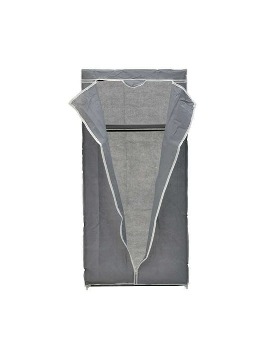 Click Fabric Wardrobe with Zipper and Shelves in Gray Color 75x46x160cm