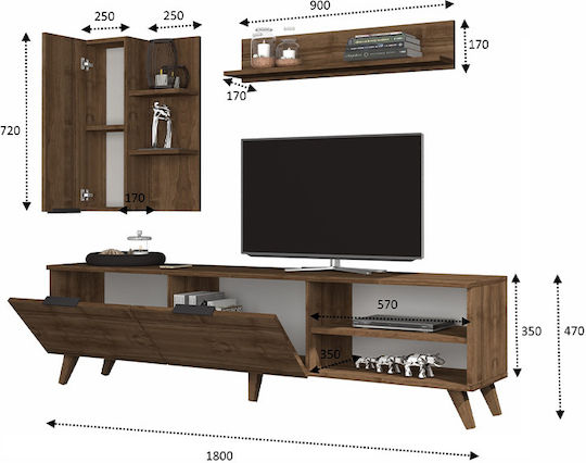 Wohnzimmer TV-Einheit Orion Walnut L180xB35xH47cm