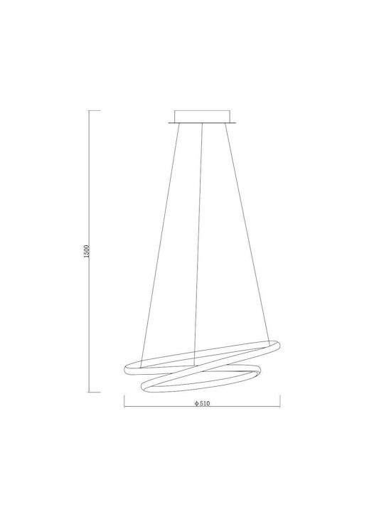 Vivalux Feel Pendant Light Black 51x150cm
