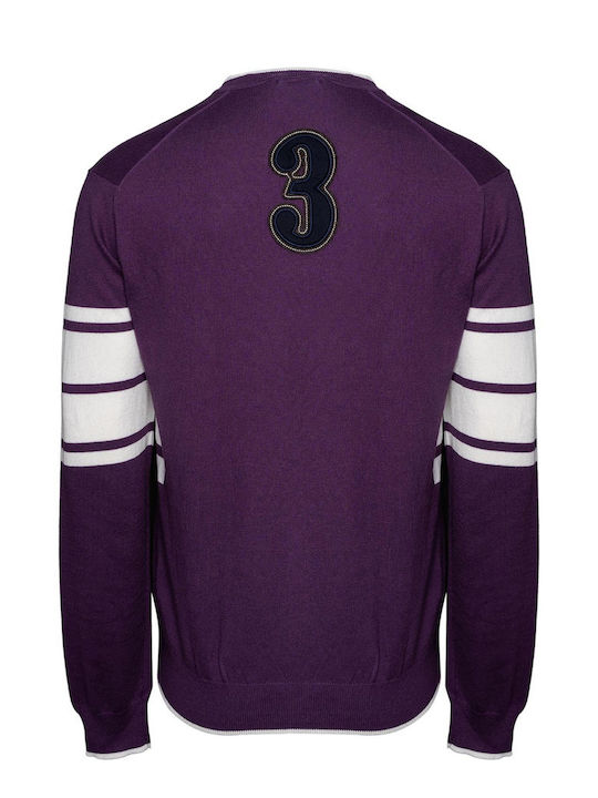 U.S. Polo Assn. Men's Long Sleeve Sweater with V-Neck Purple