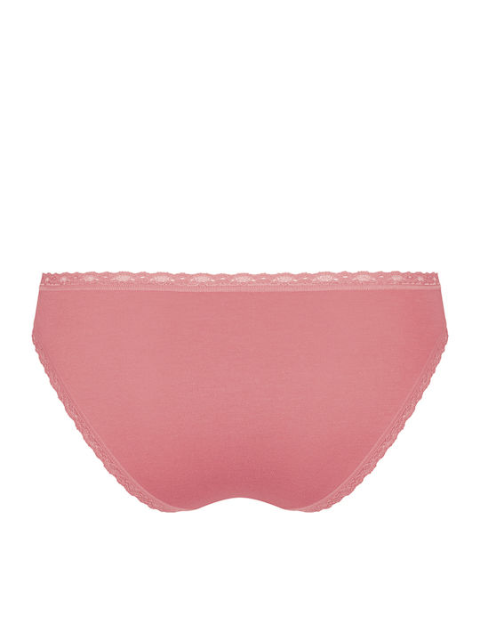 24/7 Weekend H Tanga Βαμβακερά Women's Slip 3Pack with Lace Ecru/Pink