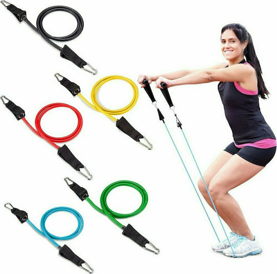 MDS Röhrenförmige Bänder für das Training mit Griffen Set 5Stück Mehrfarbig