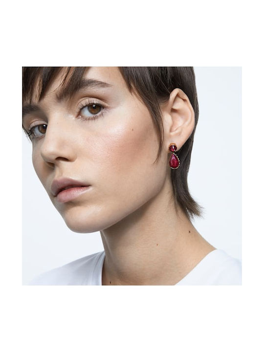 Swarovski Orbita Drop Cut Ohrringe Stecknadelverschluss aus Stahl Vergoldet mit Steinen Flieder