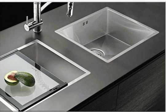 Pyramis Lume 1B 101024901 Flächenbündig montiert Spüle Inox Satiniert B70xT40cm Silber