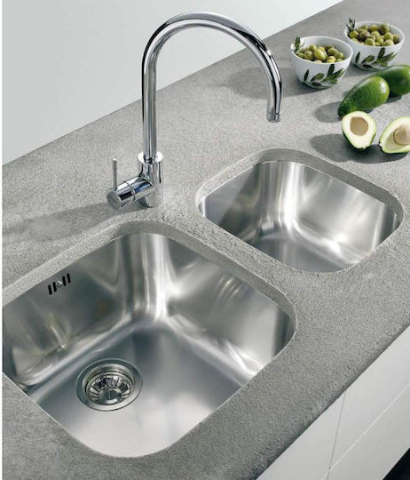 Pyramis Iris 1B 100009301 Undermount Sink Inox Satin W40xD40cm Silver