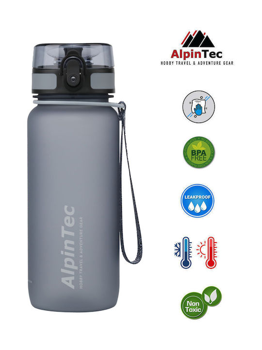 AlpinPro Αθλητικό Παγούρι Πλαστικό 650ml Γκρι AlpinPro Αθλητικό Παγούρι Πλαστικό 650ml Γκρι