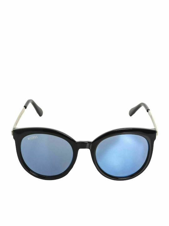 Mstrds Women's Sunglasses with Black Frame and Blue Mirror Lens