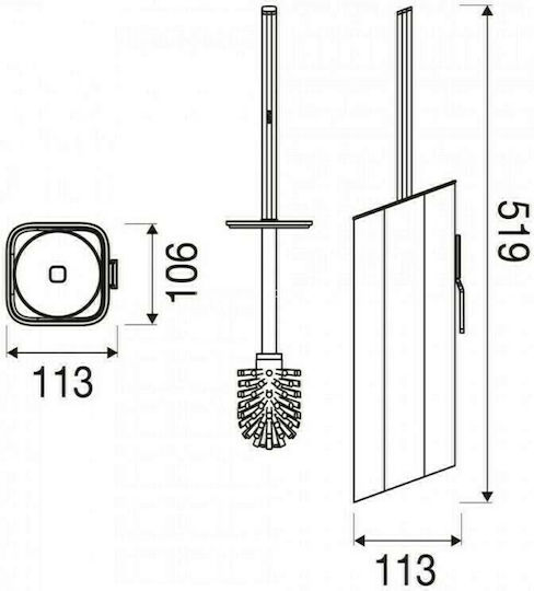 Geesa Shift 9911-400 Metallic Toilet Brush Black
