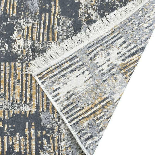Click Albeni Teppich Rechteckig Synthetisch,Polyester/Cotton/Leather mit Fransen Gray