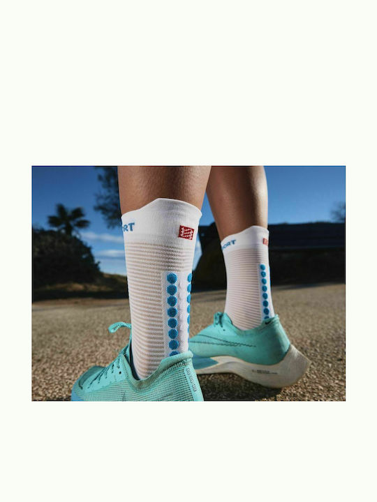 Compressport Pro Racing V4.0 High XU00046B-011 Șosete pentru Alergare Albe 1 pereche