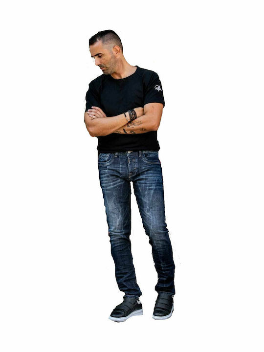 Ανδρικό Παντελόνι Τζιν με Slim Εφαρμογή Μπλε