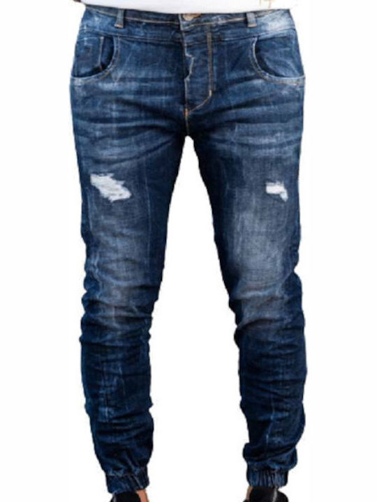 9009 Ανδρικό Παντελόνι Τζιν με Skinny Εφαρμογή Mid Blue