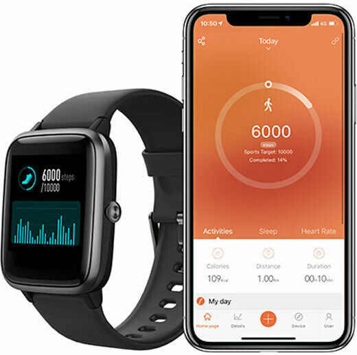 Q&Q Citrea Smartwatch mit Pulsmesser (Schwarz)