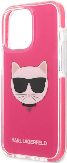 Karl Lagerfeld Choupette Head Back Cover Plastic / Silicon Fuchsia (iPhone 13 Pro)
