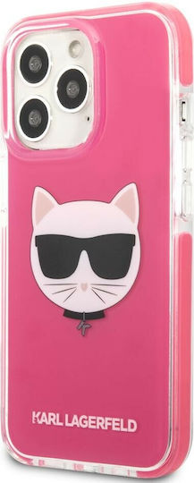 Karl Lagerfeld Choupette Head Back Cover Plastic / Silicon Fuchsia (iPhone 13 Pro)